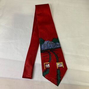 #6672 A Rogers Red with Real Estate House Design Mens Necktie. Tie